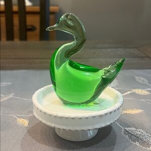 Vibrant Green Glass Swan